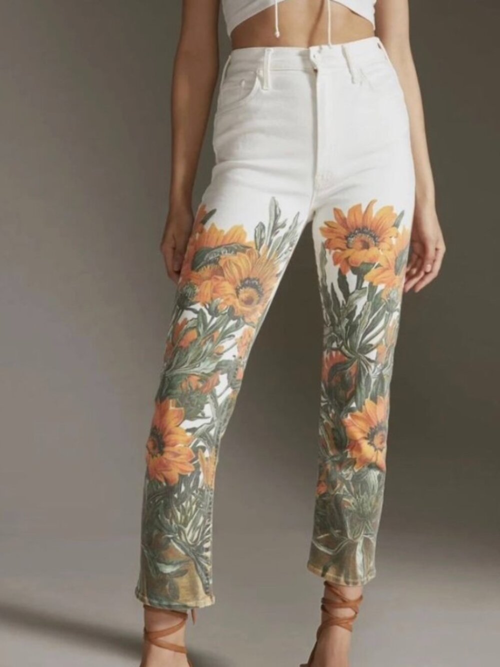 RARE HTF MOTHER Free People High Waisted Rider Ankle Jeans Water For Flowers 24